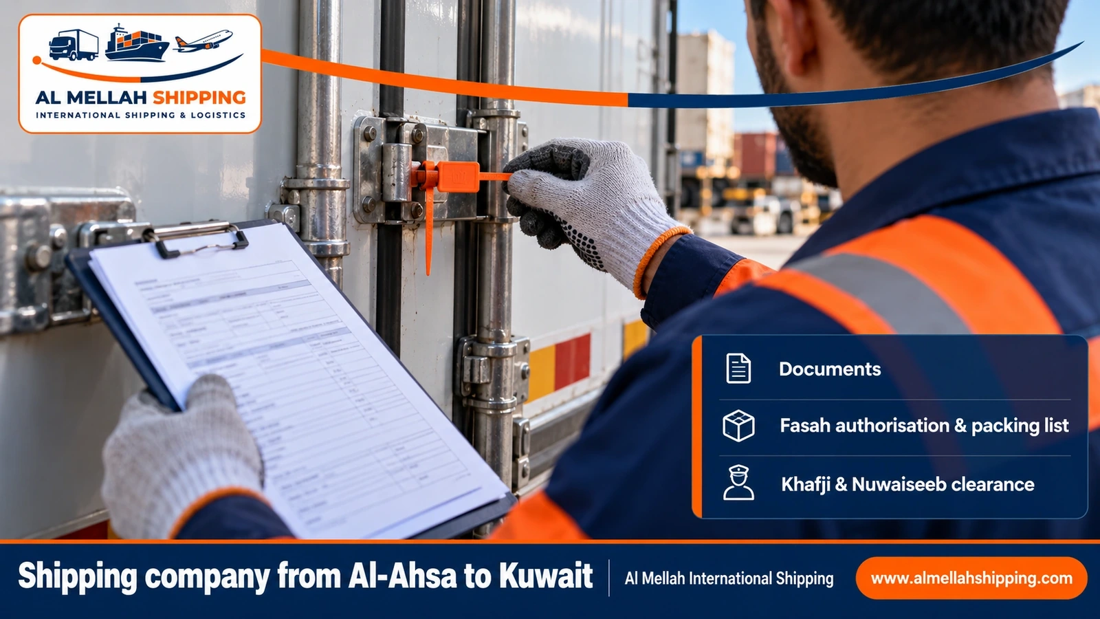 Shipping and customs clearance documents from Al-Ahsa to Kuwait