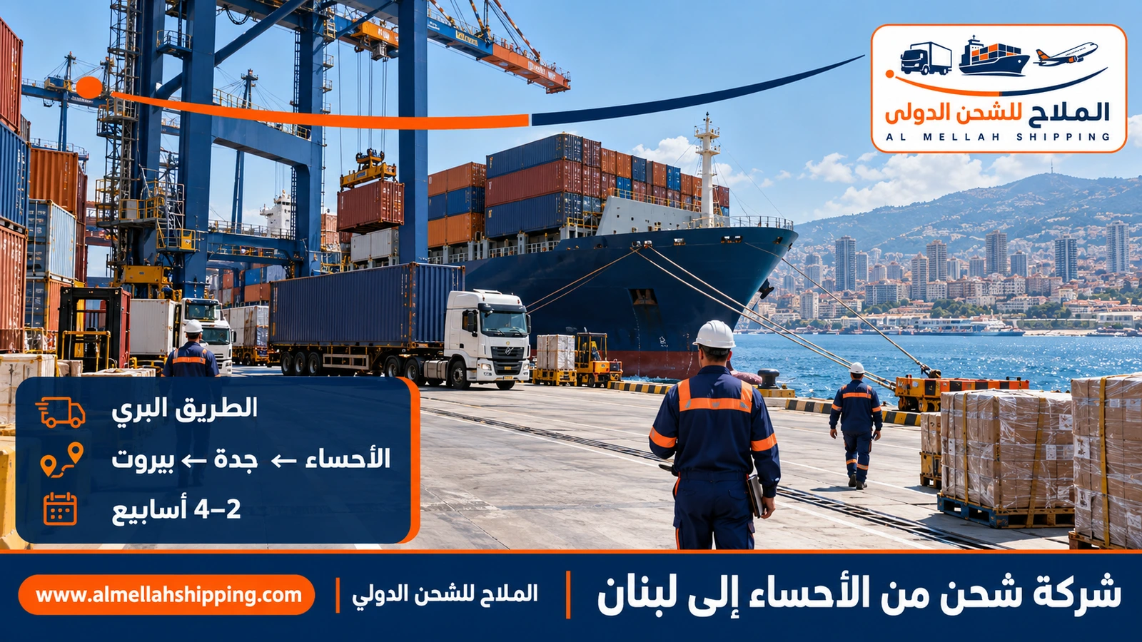 طريق الشحن من الأحساء إلى لبنان عبر ميناء جدة ومرفأ بيروت