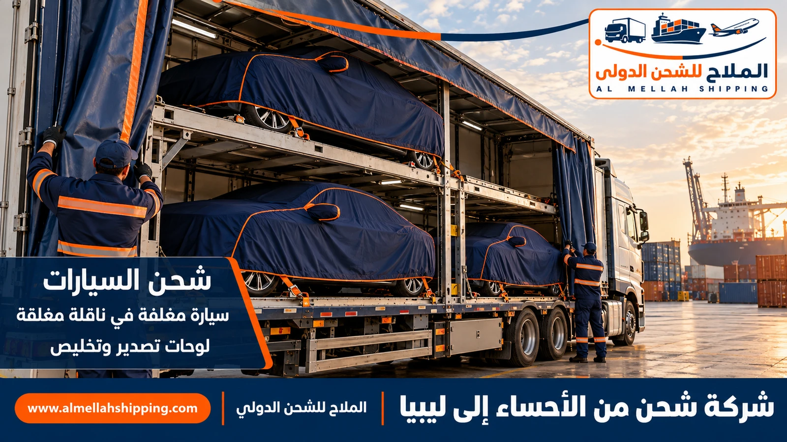 شحن سيارات من الأحساء إلى ليبيا مع الملاح