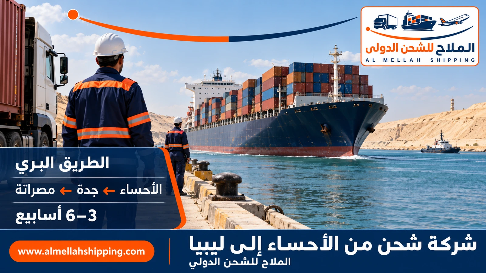 طريق الشحن البحري من الأحساء إلى ليبيا عبر ميناء جدة