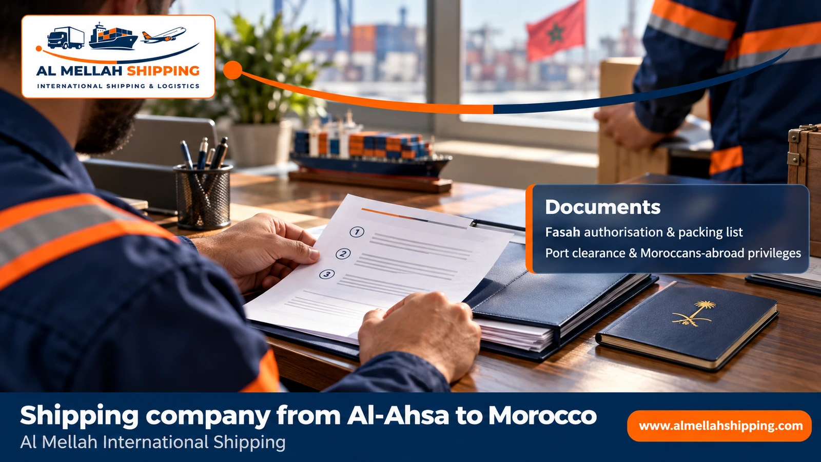 Shipping and customs clearance documents from Al-Ahsa to Morocco