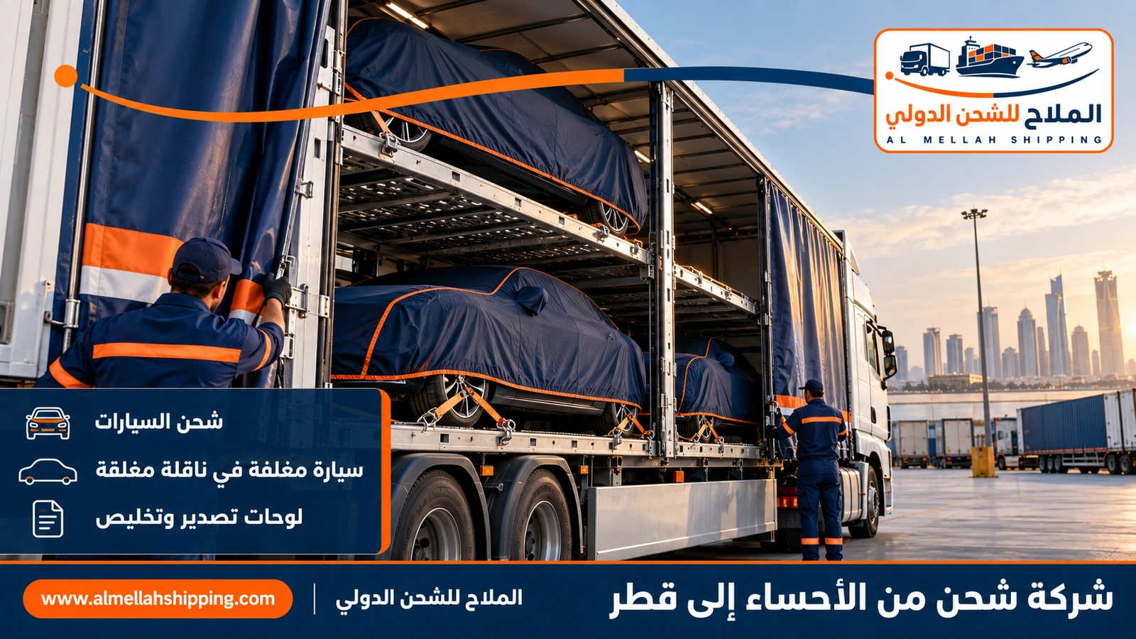 شحن سيارات من الأحساء إلى قطر مع الملاح