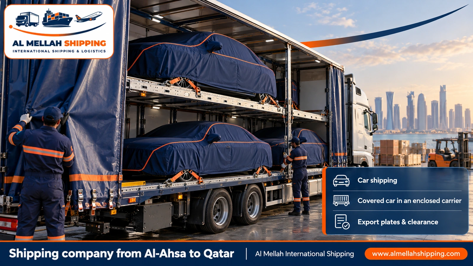 Car shipping from Al-Ahsa to Qatar with Al Mellah