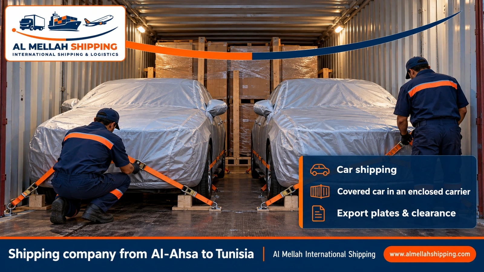 Car shipping from Al-Ahsa to Tunisia with Al Mellah