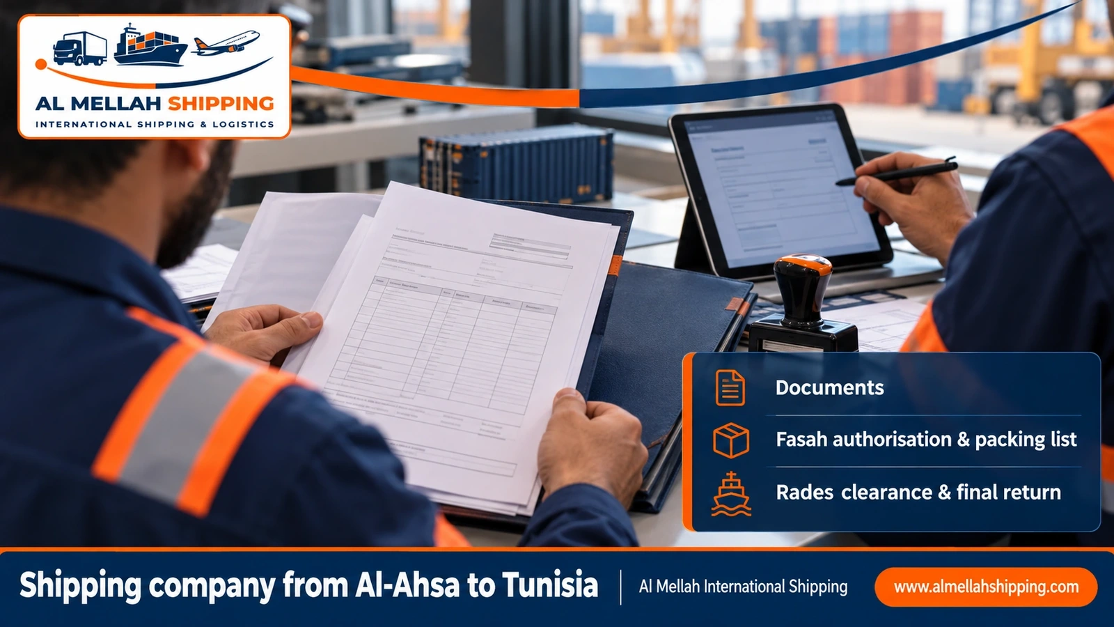 Shipping and customs clearance documents from Al-Ahsa to Tunisia