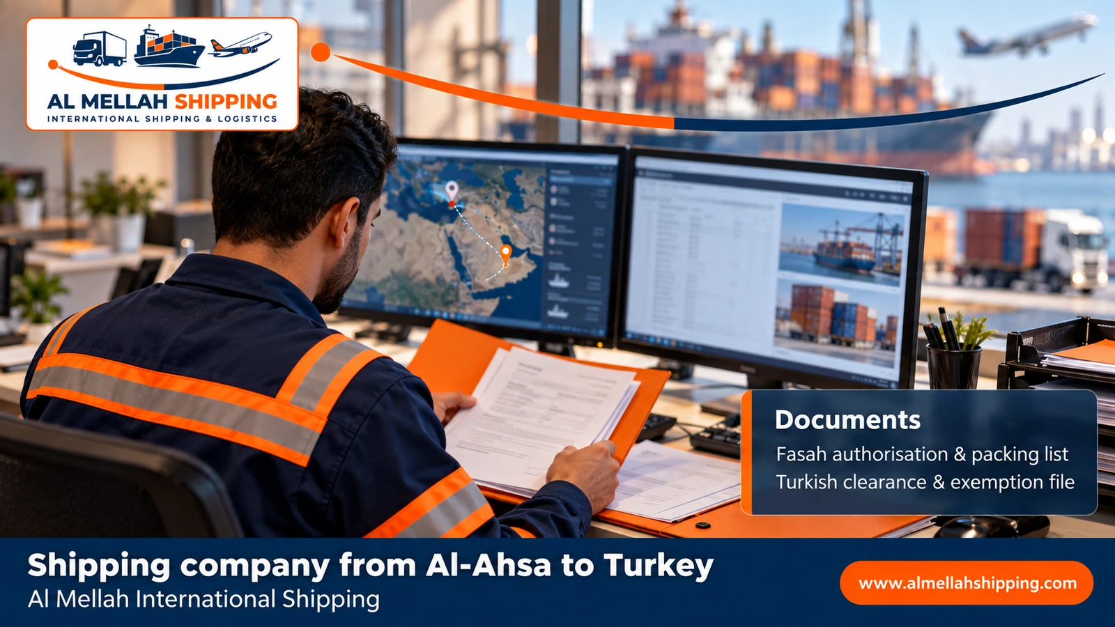 Shipping and customs clearance documents from Al-Ahsa to Turkey