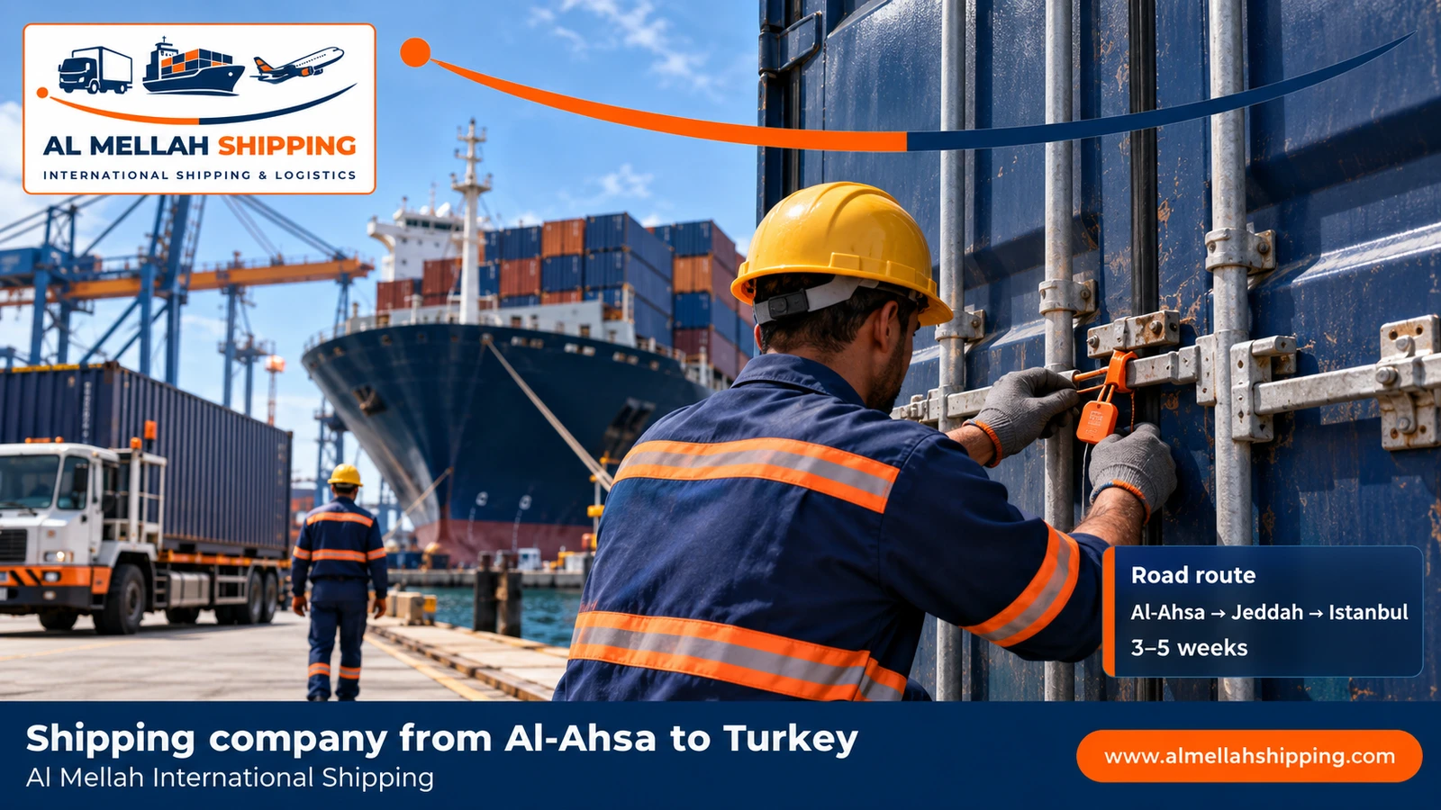 Sea shipping route from Al-Ahsa to Turkey via Jeddah port