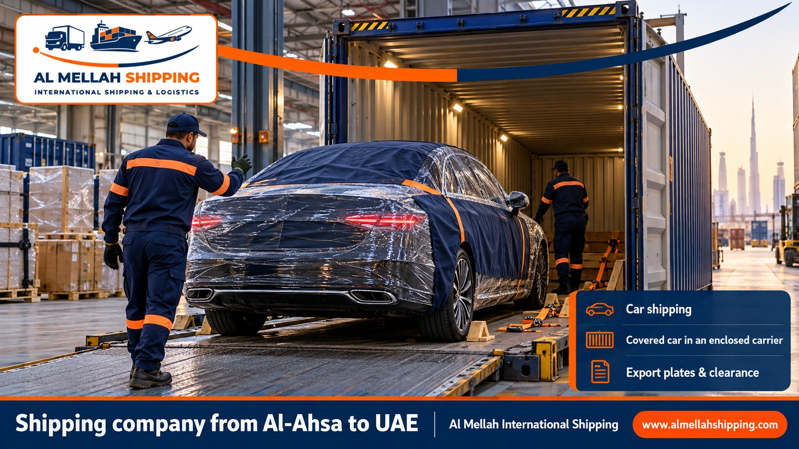 Car shipping from Al-Ahsa to the UAE with Al Mellah