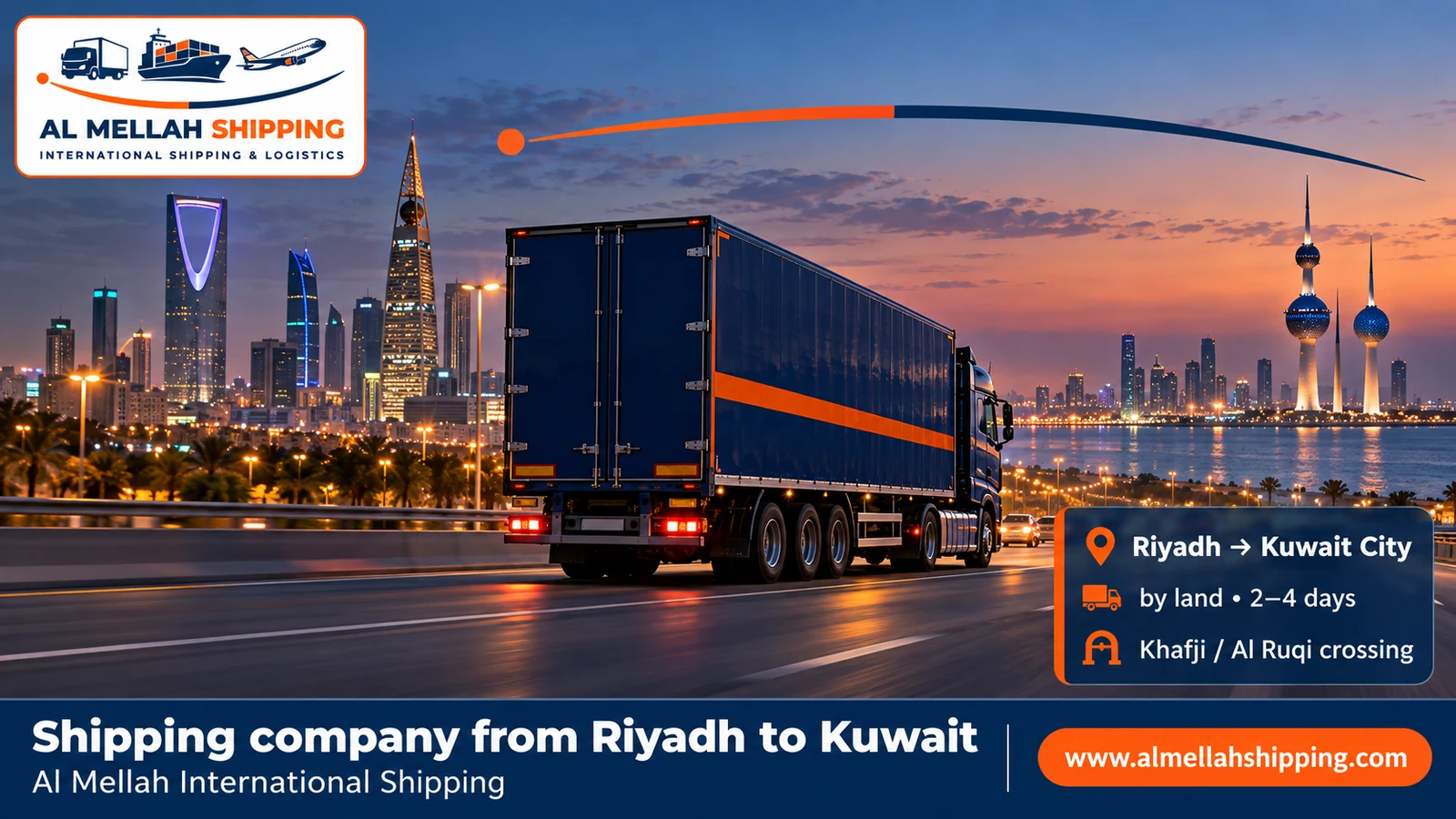 Best shipping company from Riyadh to Kuwait — Al Mellah International Shipping