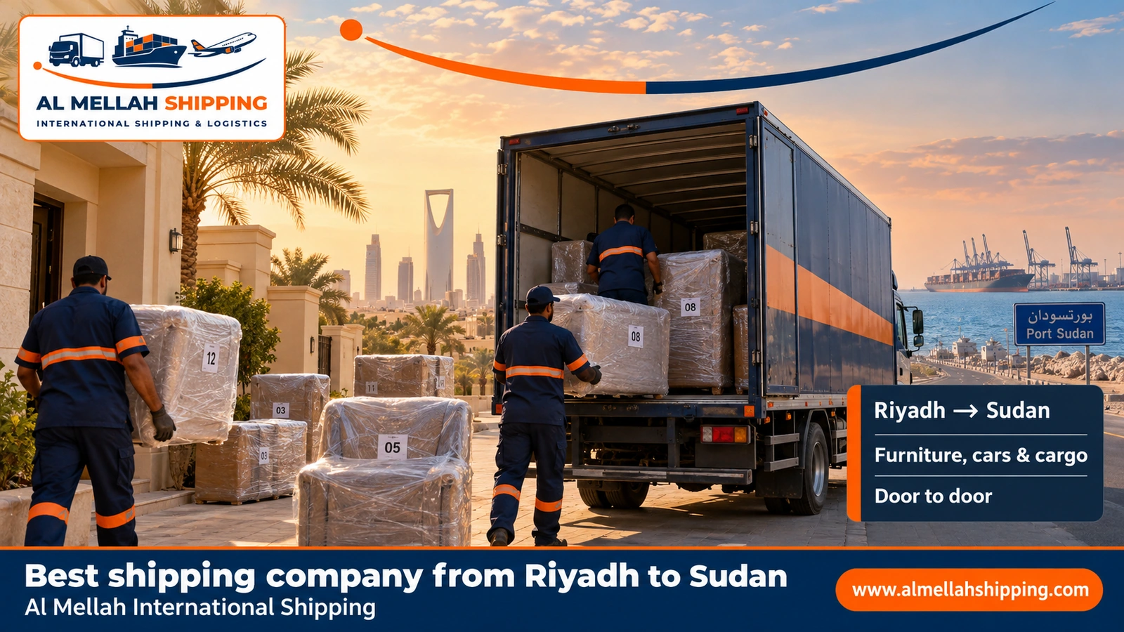 Best shipping company from Riyadh to Sudan — Al Mellah International Shipping