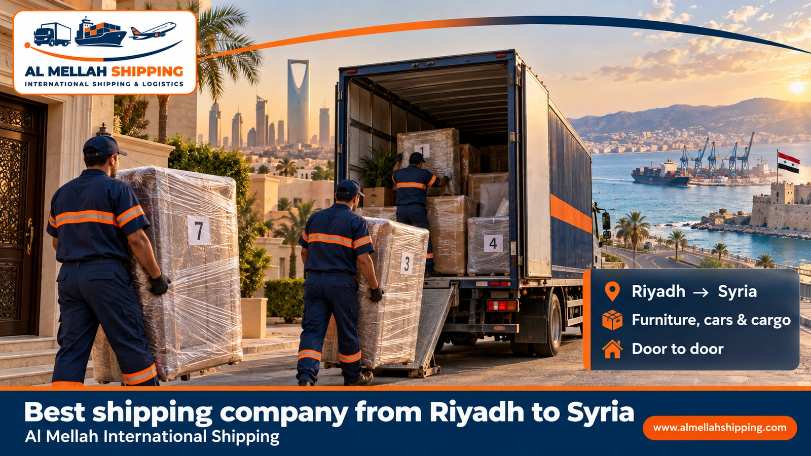 Best shipping company from Riyadh to Syria — Al Mellah International Shipping