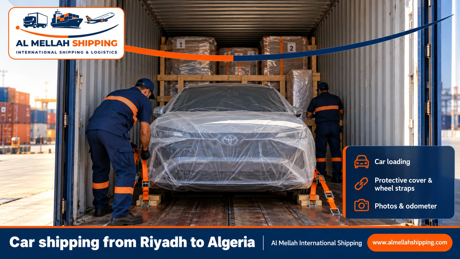 Car shipping from Riyadh to Algeria in a container