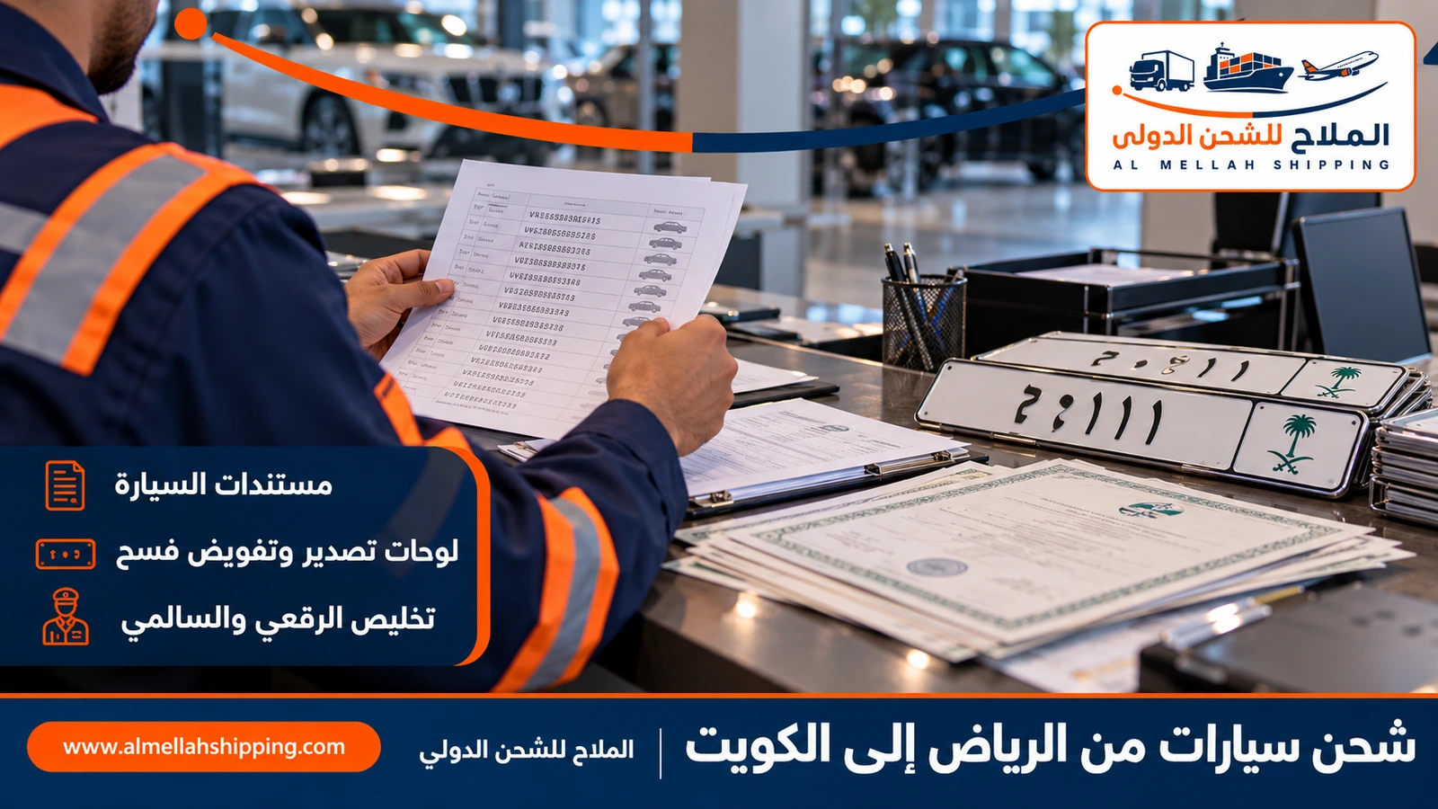 مستندات شحن سيارة من الرياض إلى الكويت