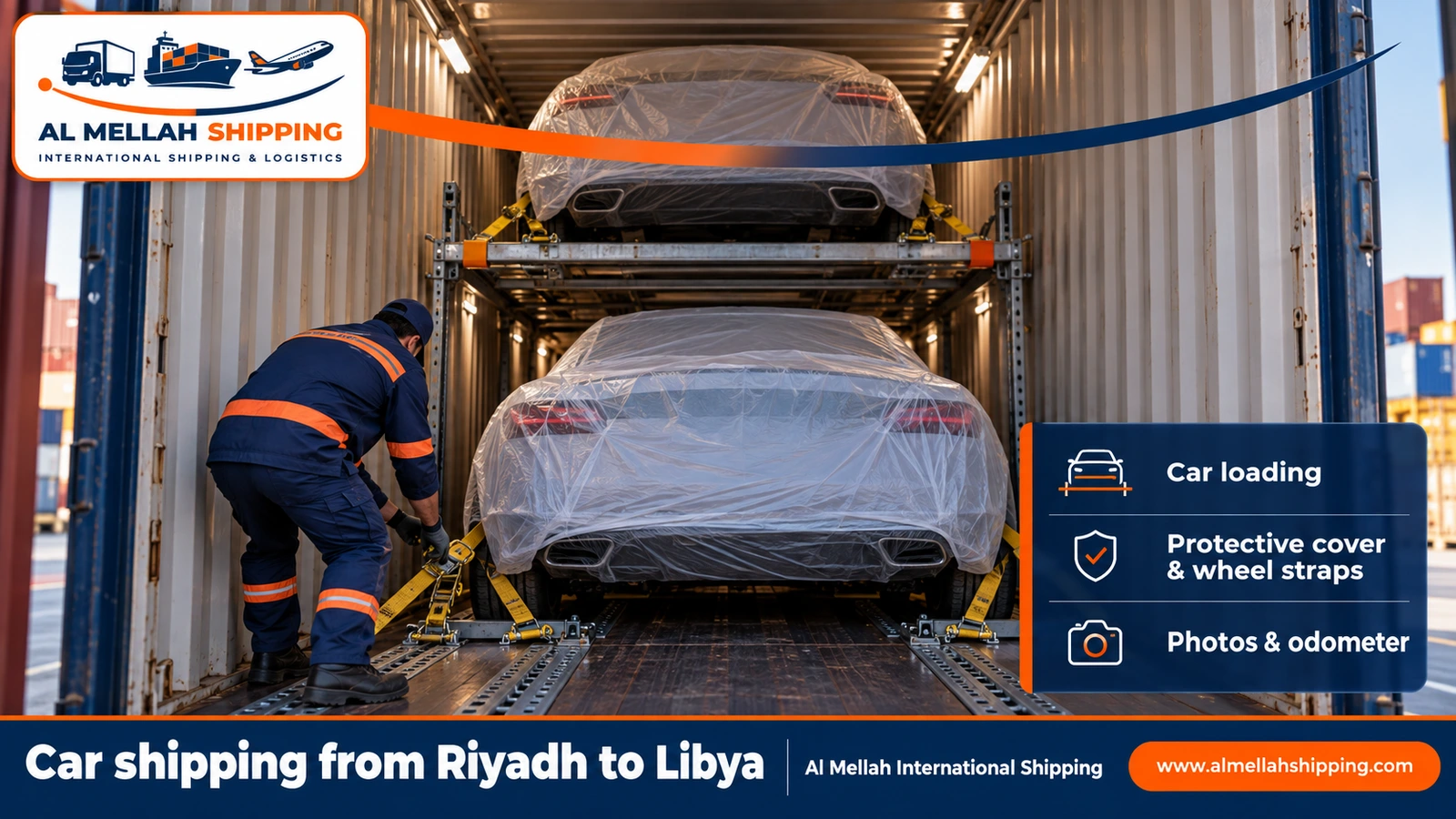 Car shipping from Riyadh to Libya in a container