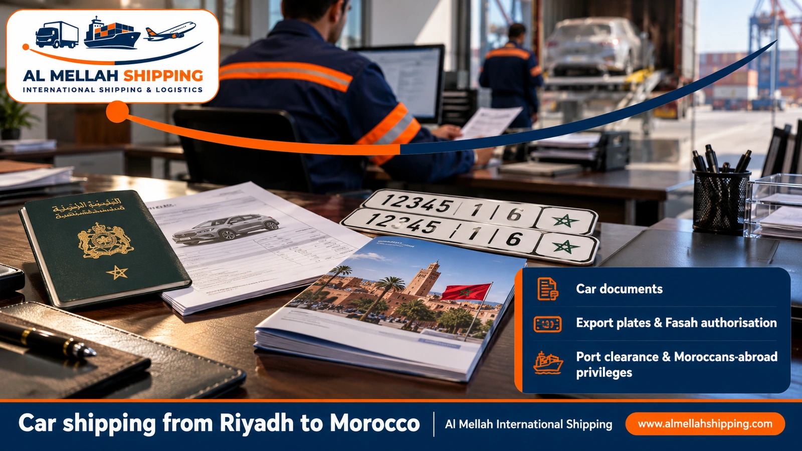 Documents for shipping a car from Riyadh to Morocco