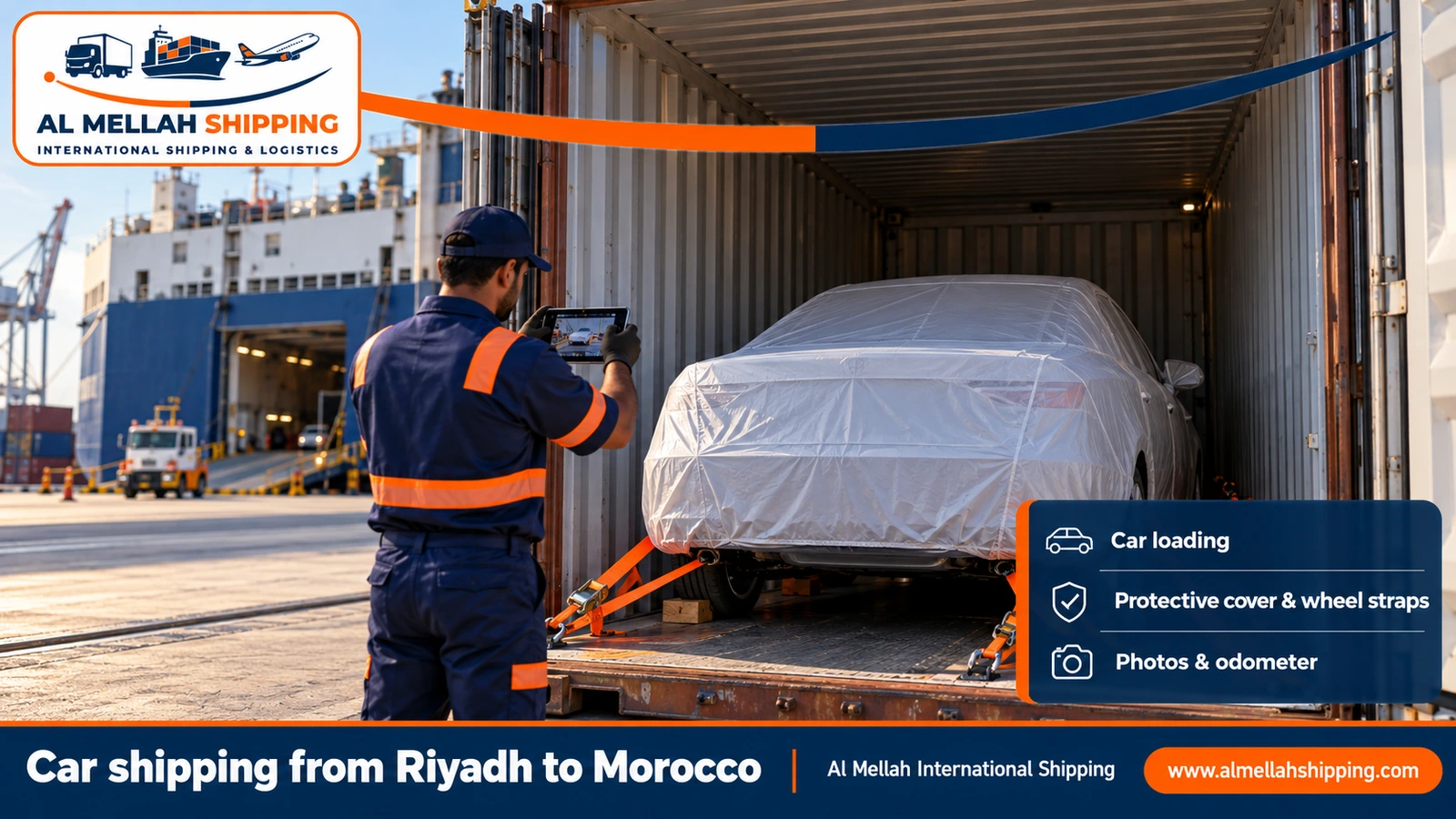 Car shipping from Riyadh to Morocco in a container