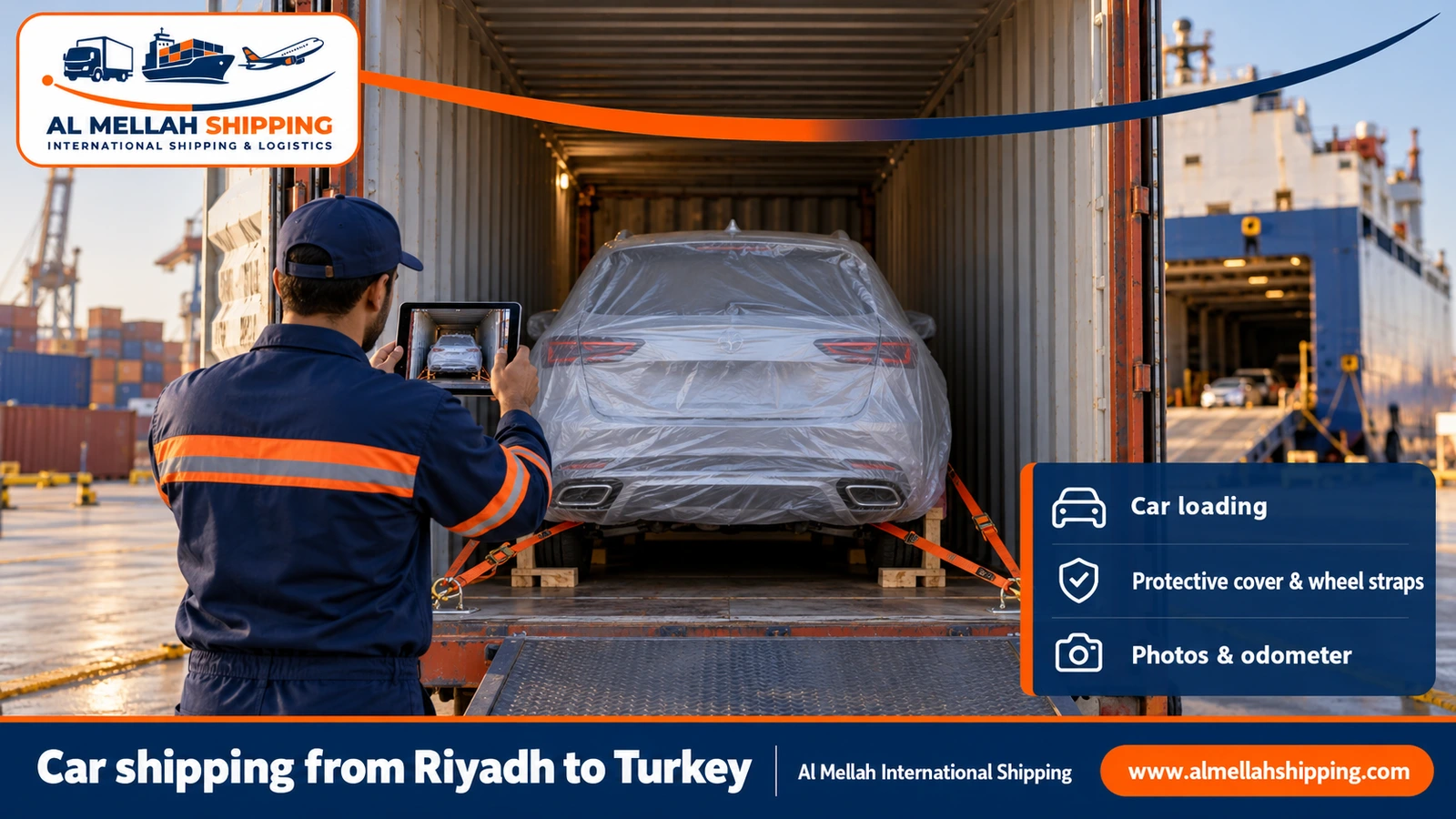 Car shipping from Riyadh to Turkey in a container