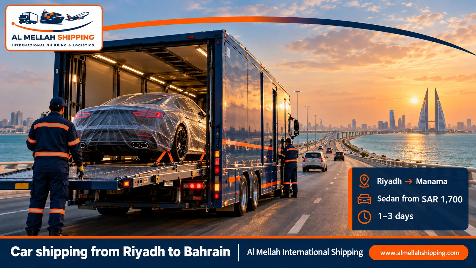Car shipping from Riyadh to Bahrain — Al Mellah International Shipping