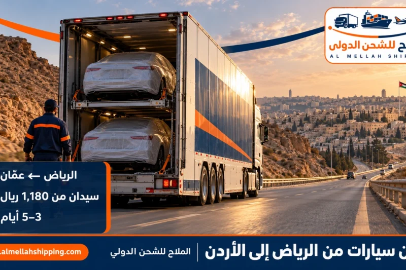 شحن سيارات من الرياض إلى الأردن — الملاح للشحن الدولي
