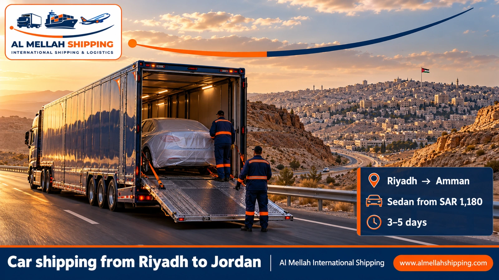Car shipping from Riyadh to Jordan — Al Mellah International Shipping