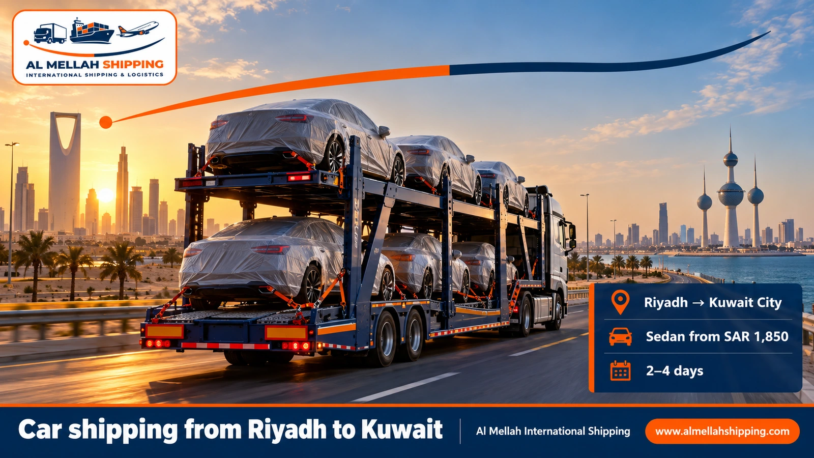 Car shipping from Riyadh to Kuwait — Al Mellah International Shipping