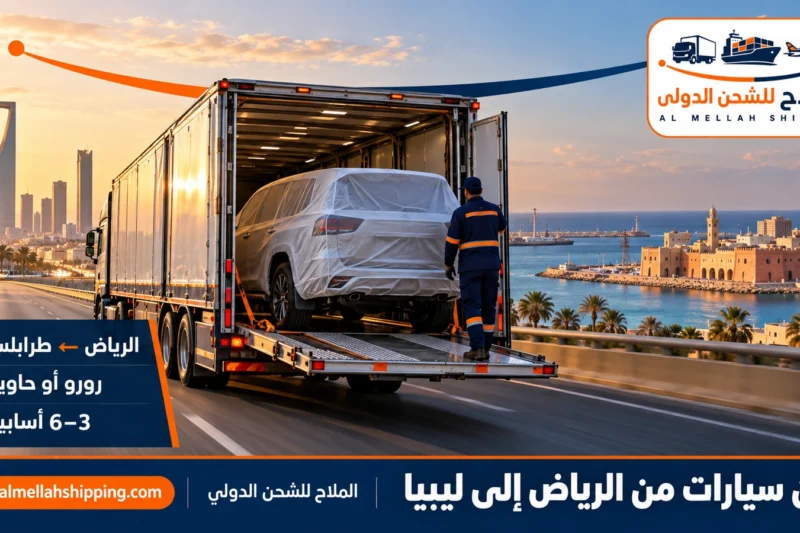 شحن سيارات من الرياض إلى ليبيا — الملاح للشحن الدولي
