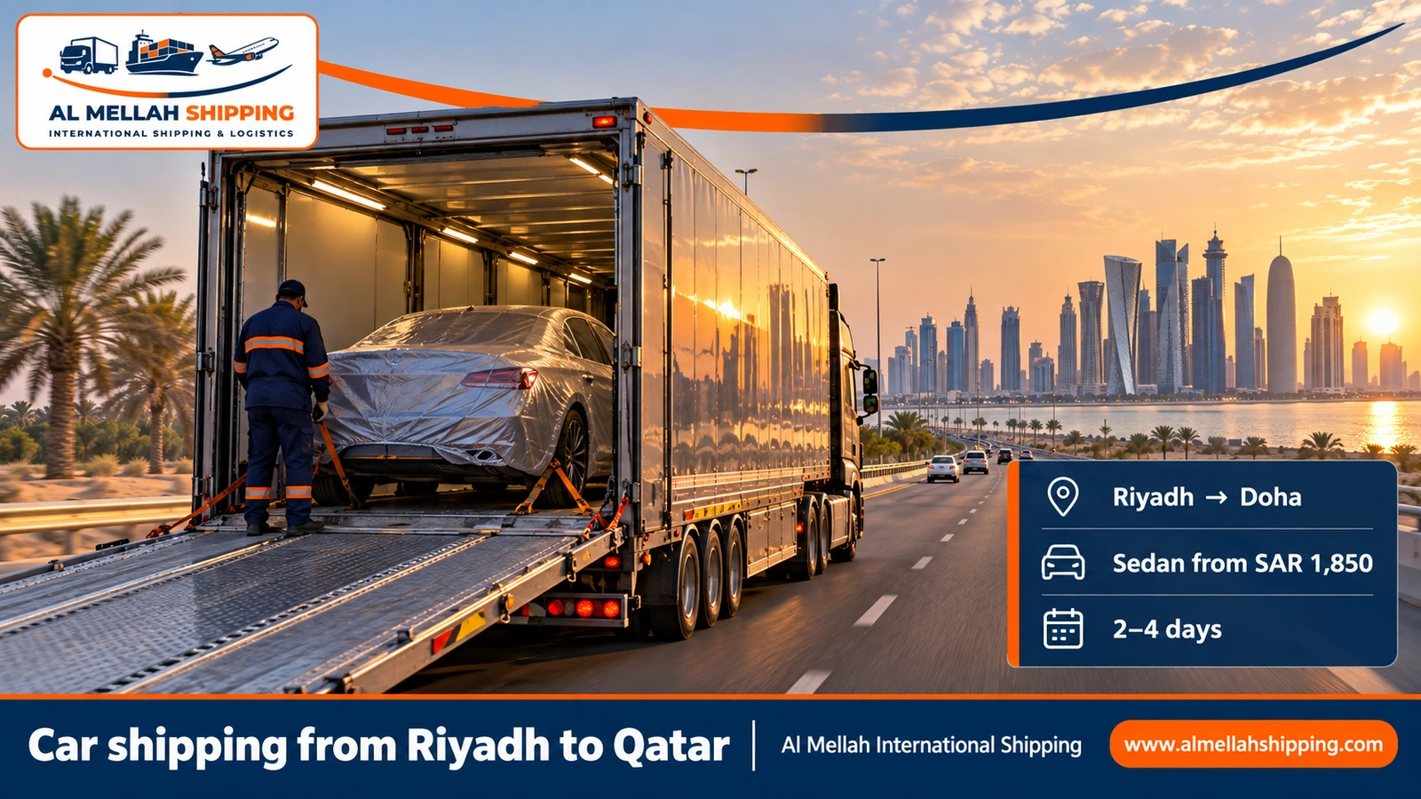 Car shipping from Riyadh to Qatar — Al Mellah International Shipping