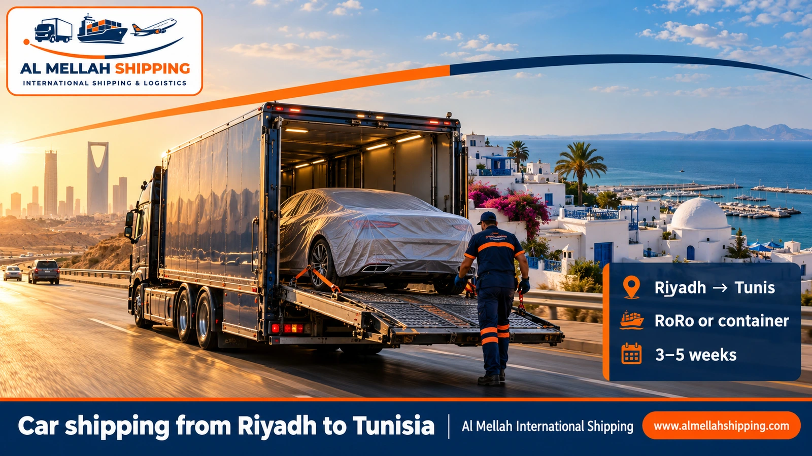 Car shipping from Riyadh to Tunisia — Al Mellah International Shipping