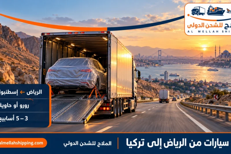 شحن سيارات من الرياض إلى تركيا — الملاح للشحن الدولي