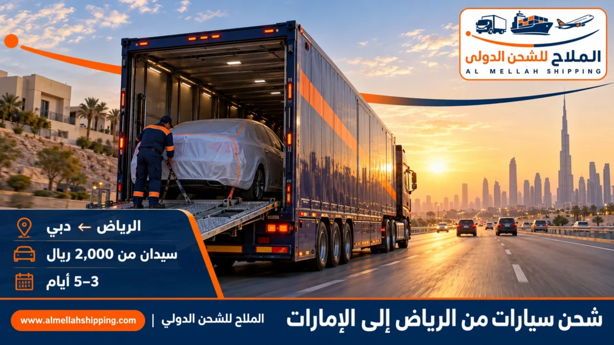شحن سيارات من الرياض إلى الإمارات — الملاح للشحن الدولي