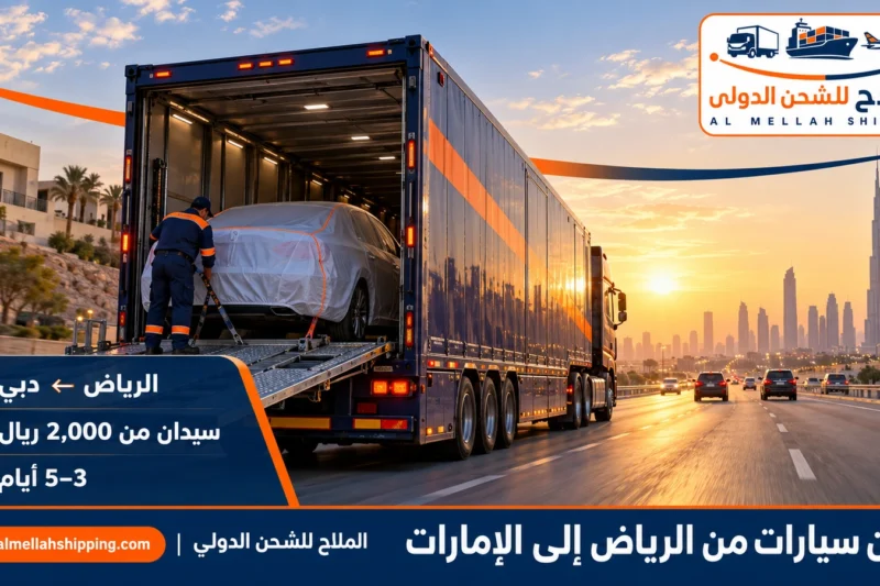 شحن سيارات من الرياض إلى الإمارات — الملاح للشحن الدولي