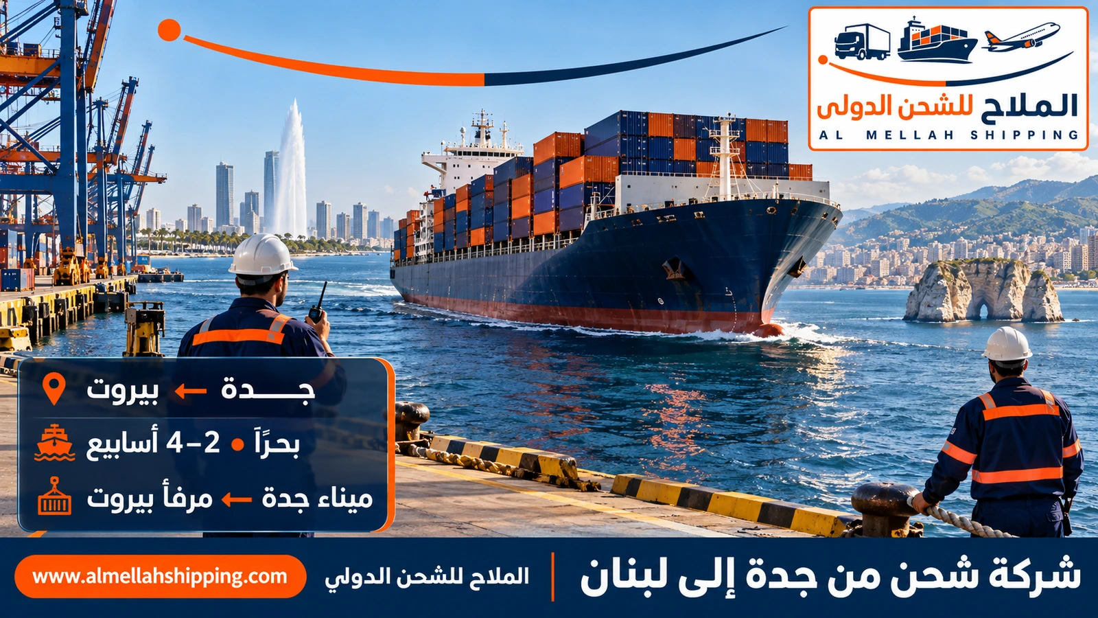 أرخص شركة شحن من جدة إلى لبنان — الملاح للشحن الدولي
