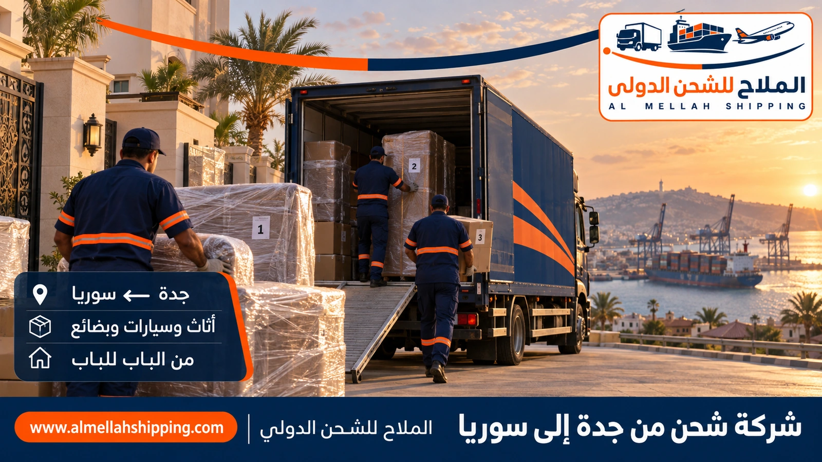 شركة شحن من جدة إلى سوريا — الملاح للشحن الدولي