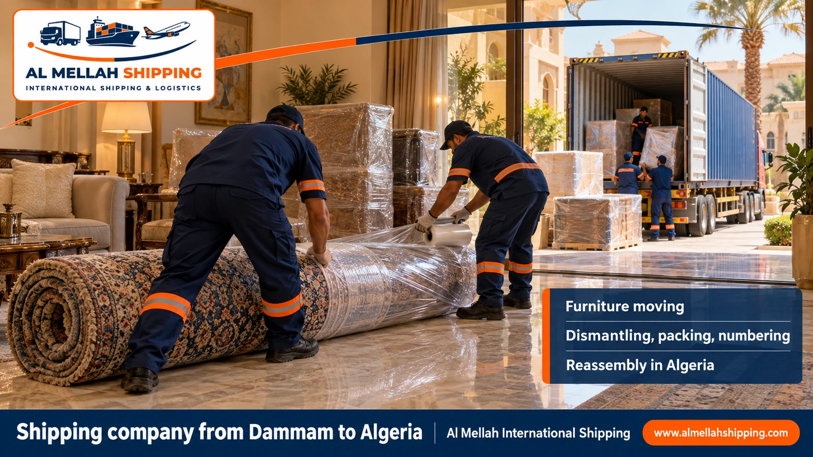 Furniture moving from Dammam to Algeria with sea packing