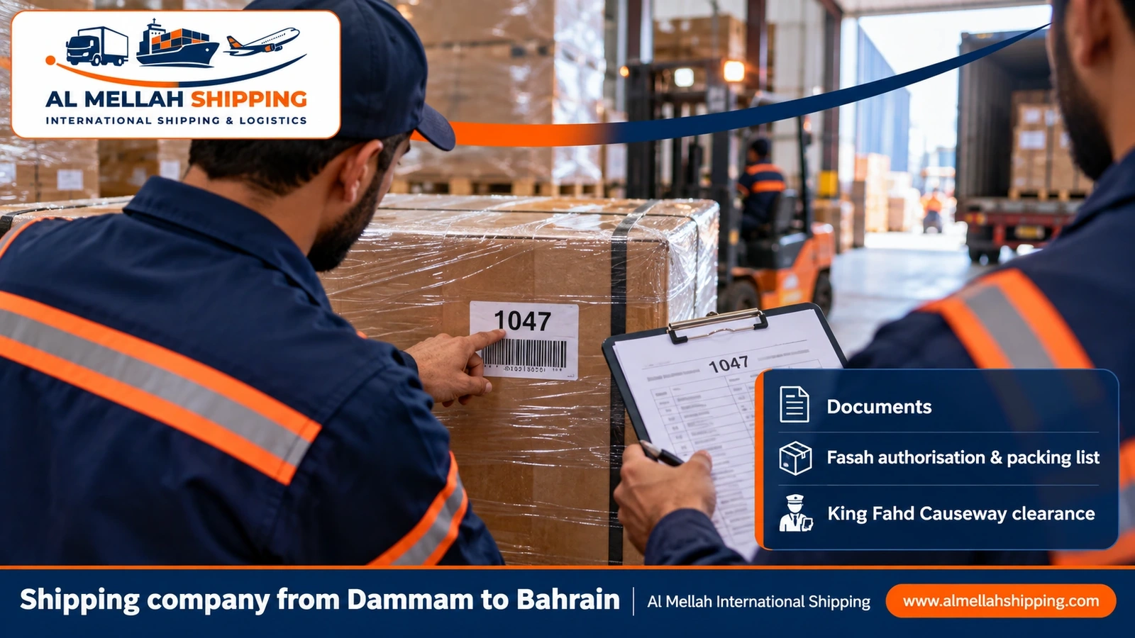 Shipping and customs clearance documents from Dammam to Bahrain