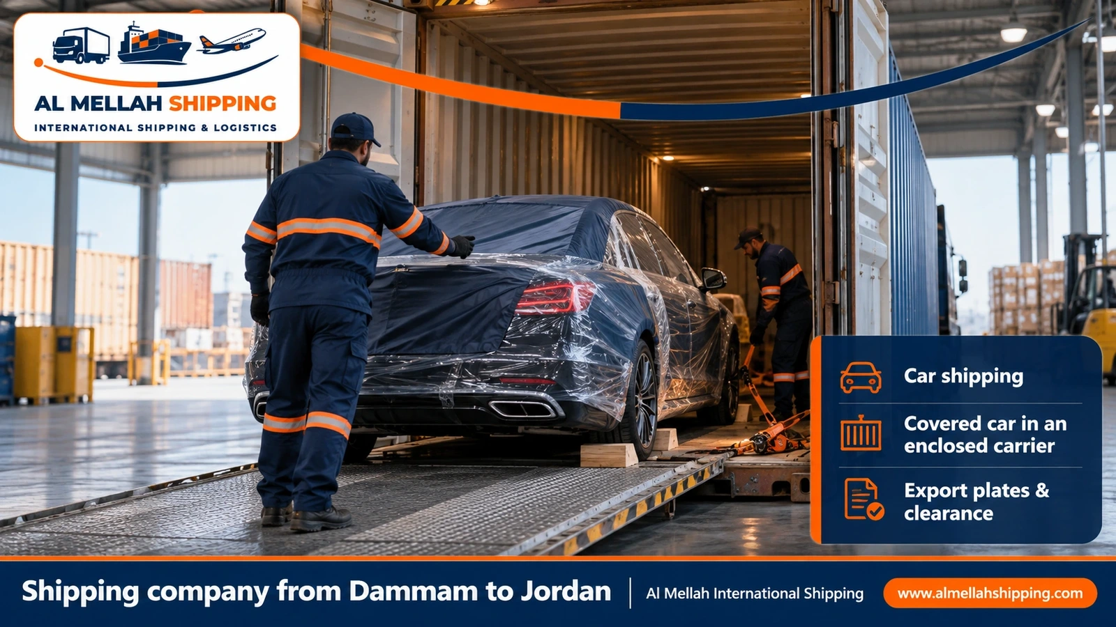 Car shipping from Dammam to Jordan with Al Mellah