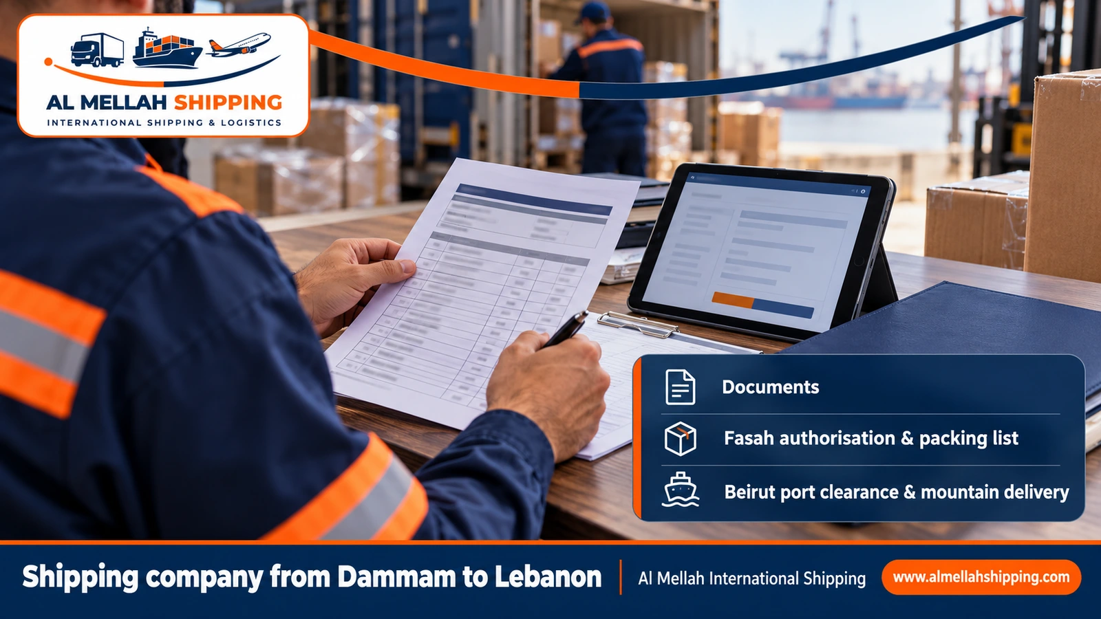 Shipping and customs clearance documents from Dammam to Lebanon