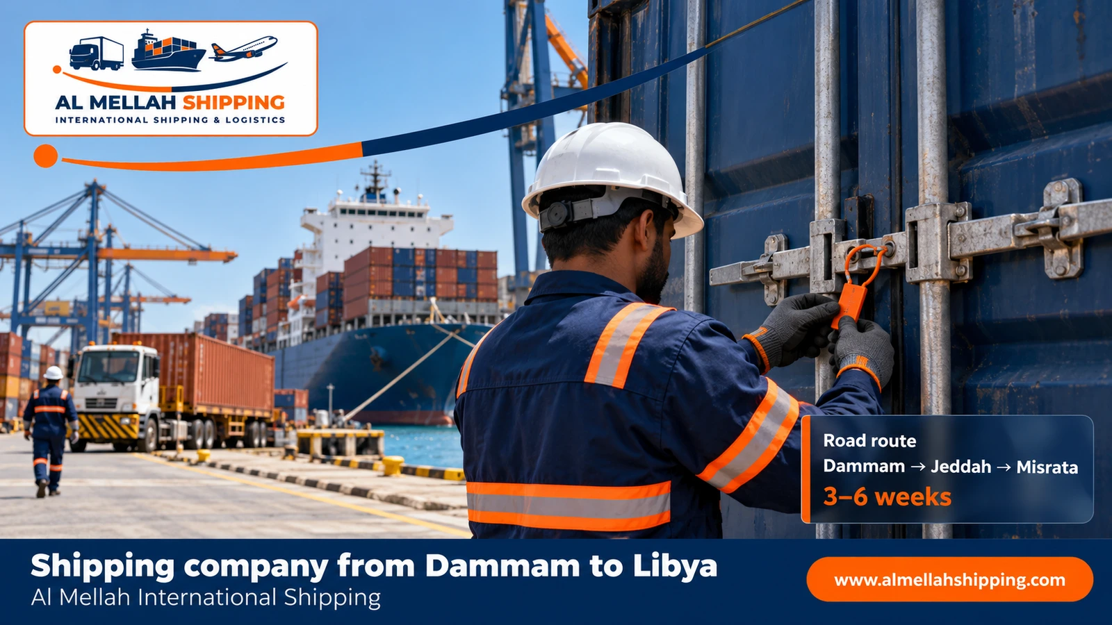 Shipping route from Dammam to Libya via Jeddah port