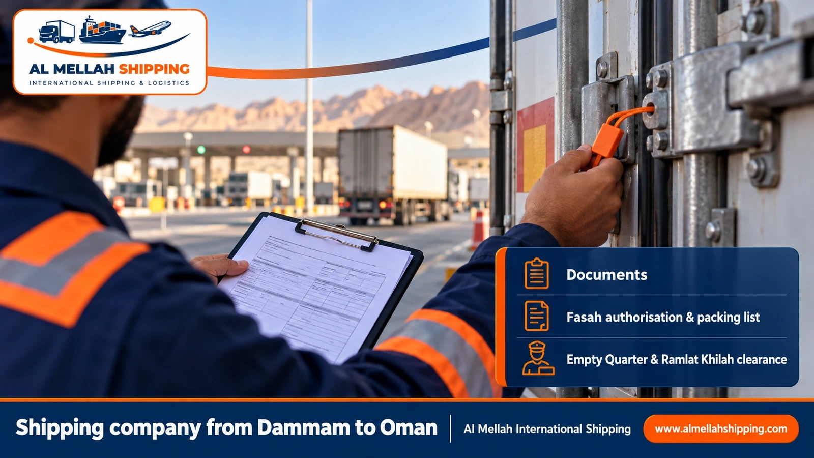 Shipping and customs clearance documents from Dammam to Oman