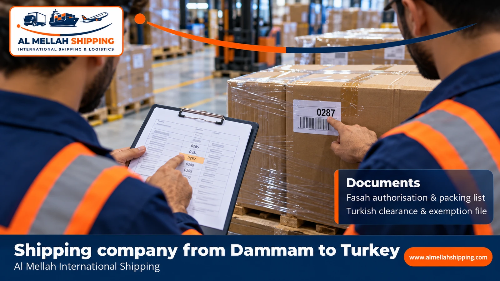Shipping and customs clearance documents from Dammam to Turkey