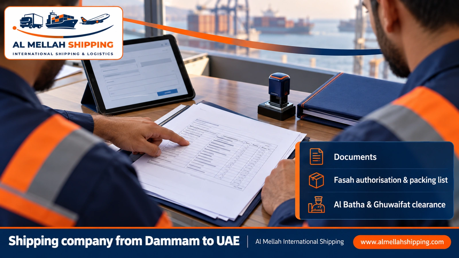Shipping and customs clearance documents from Dammam to the UAE