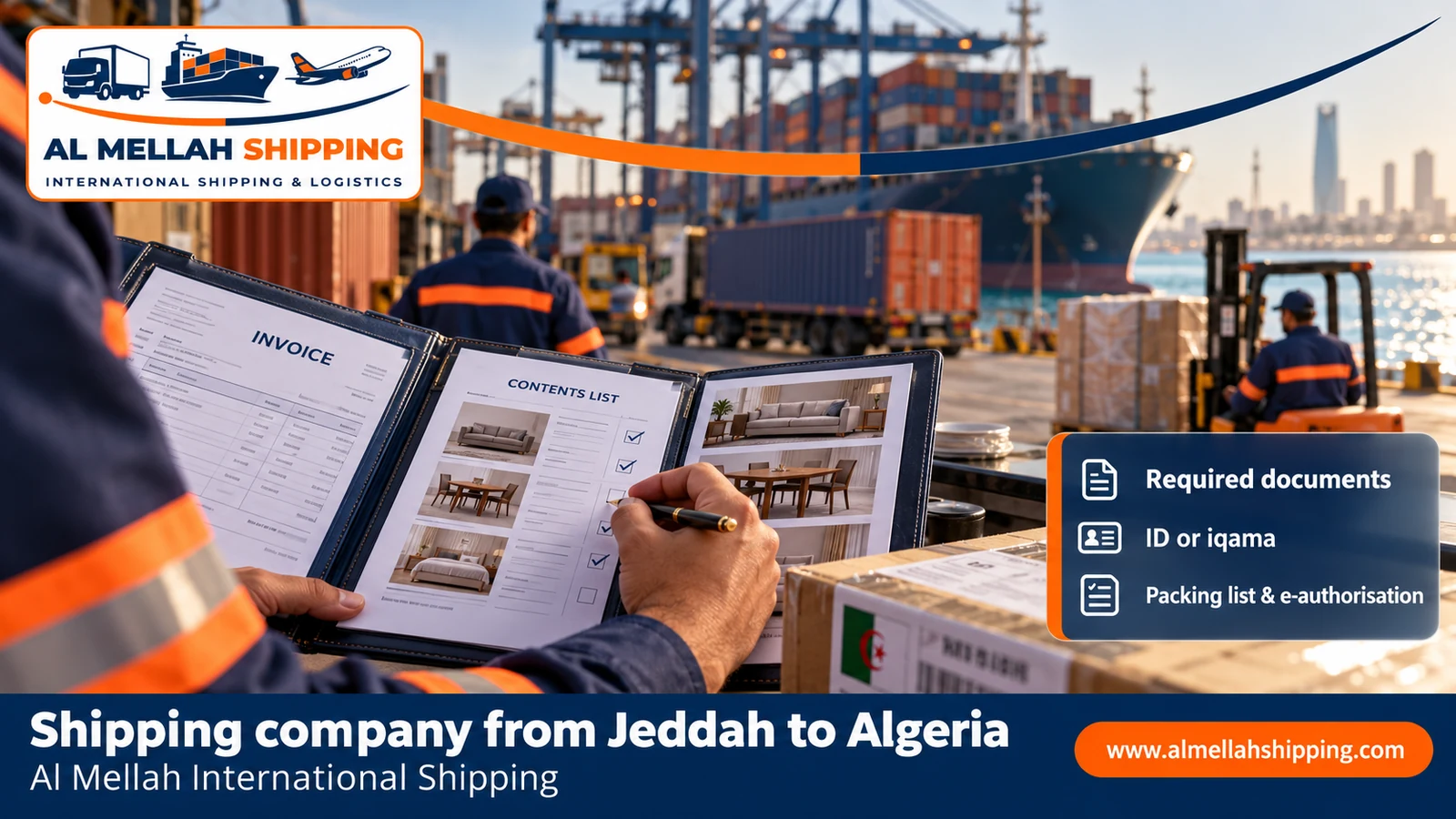 Shipping and customs clearance documents from Jeddah to Algeria