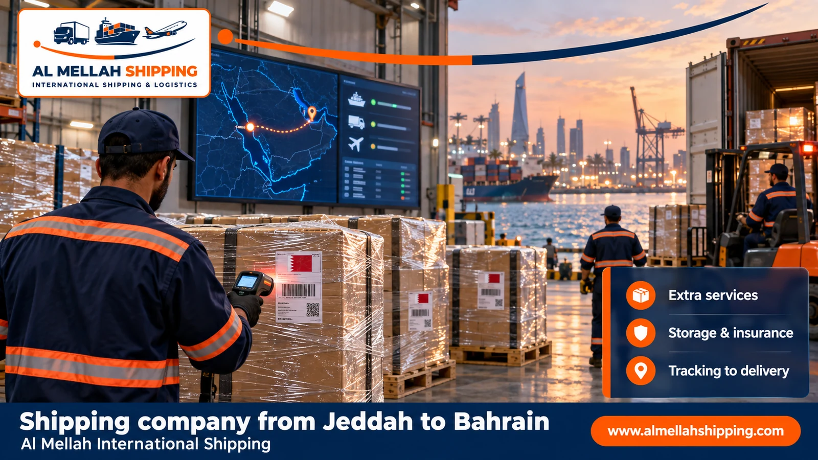 Packing and storage before shipping from Jeddah to Bahrain