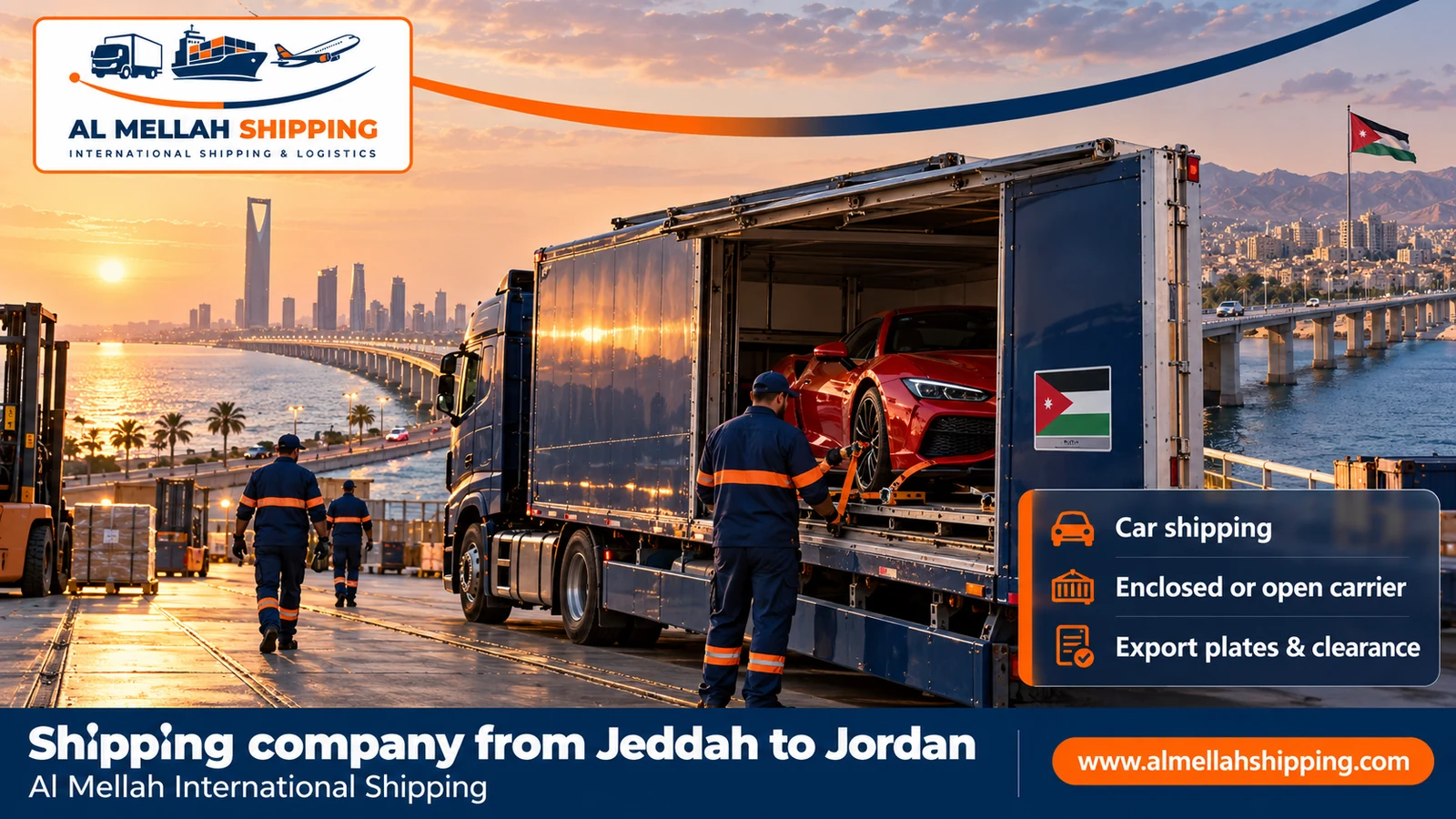 Car shipping from Jeddah to Jordan with Al Mellah