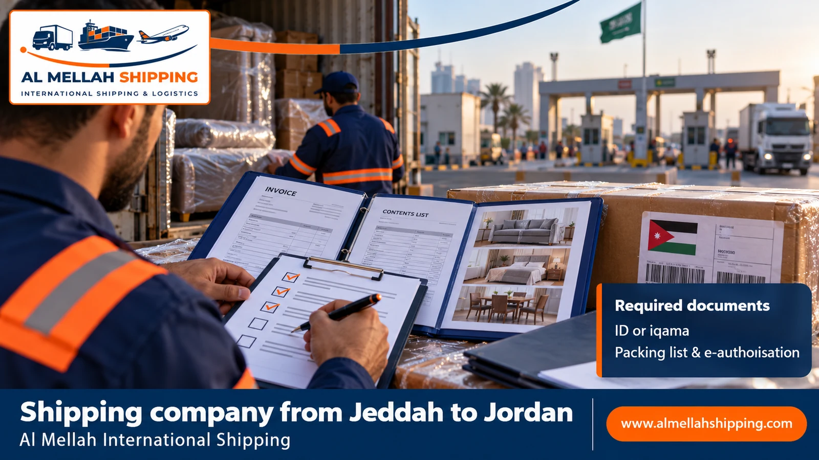 Shipping documents and customs clearance from Jeddah to Jordan