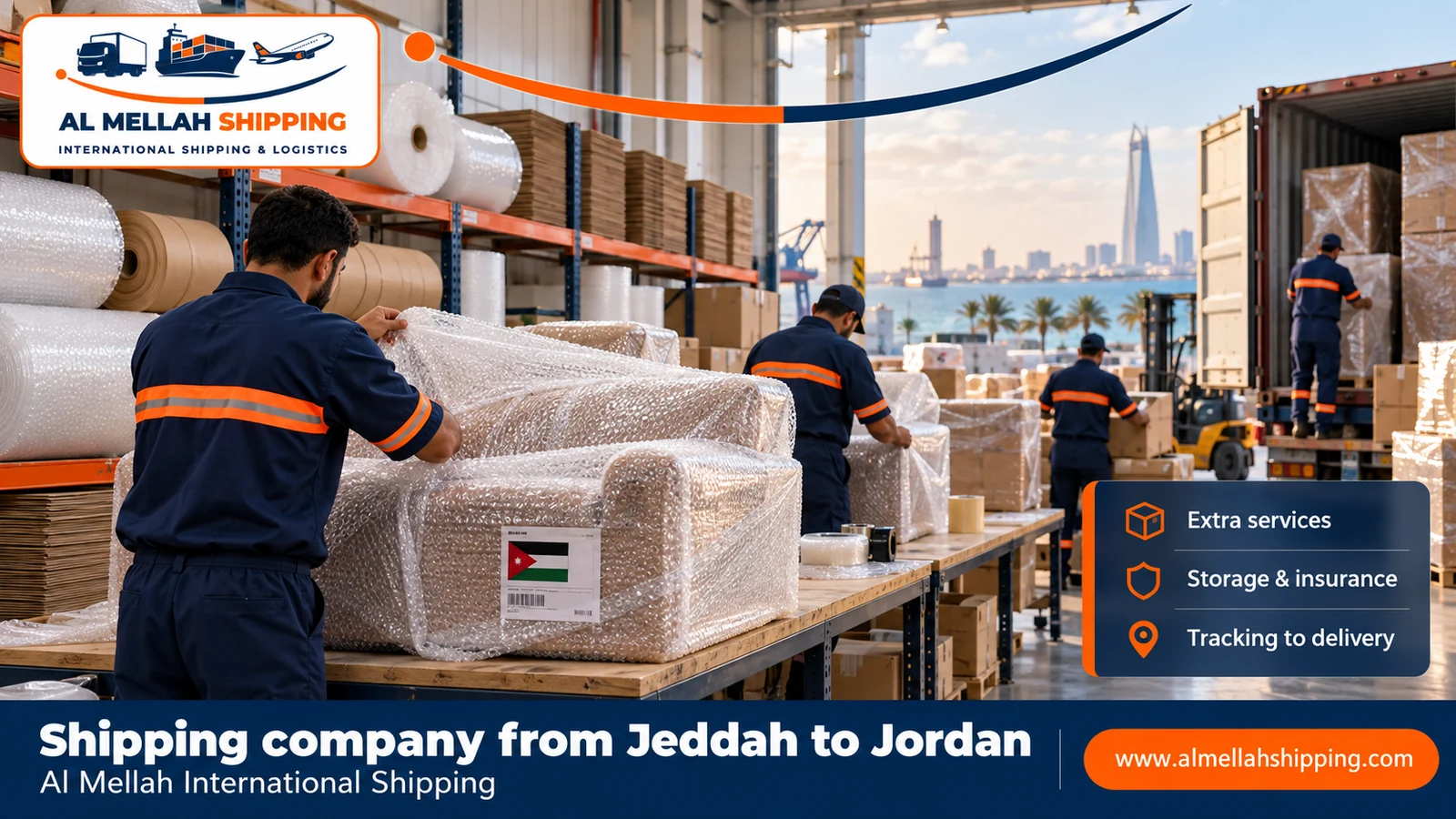 Packing and storage before shipping from Jeddah to Jordan