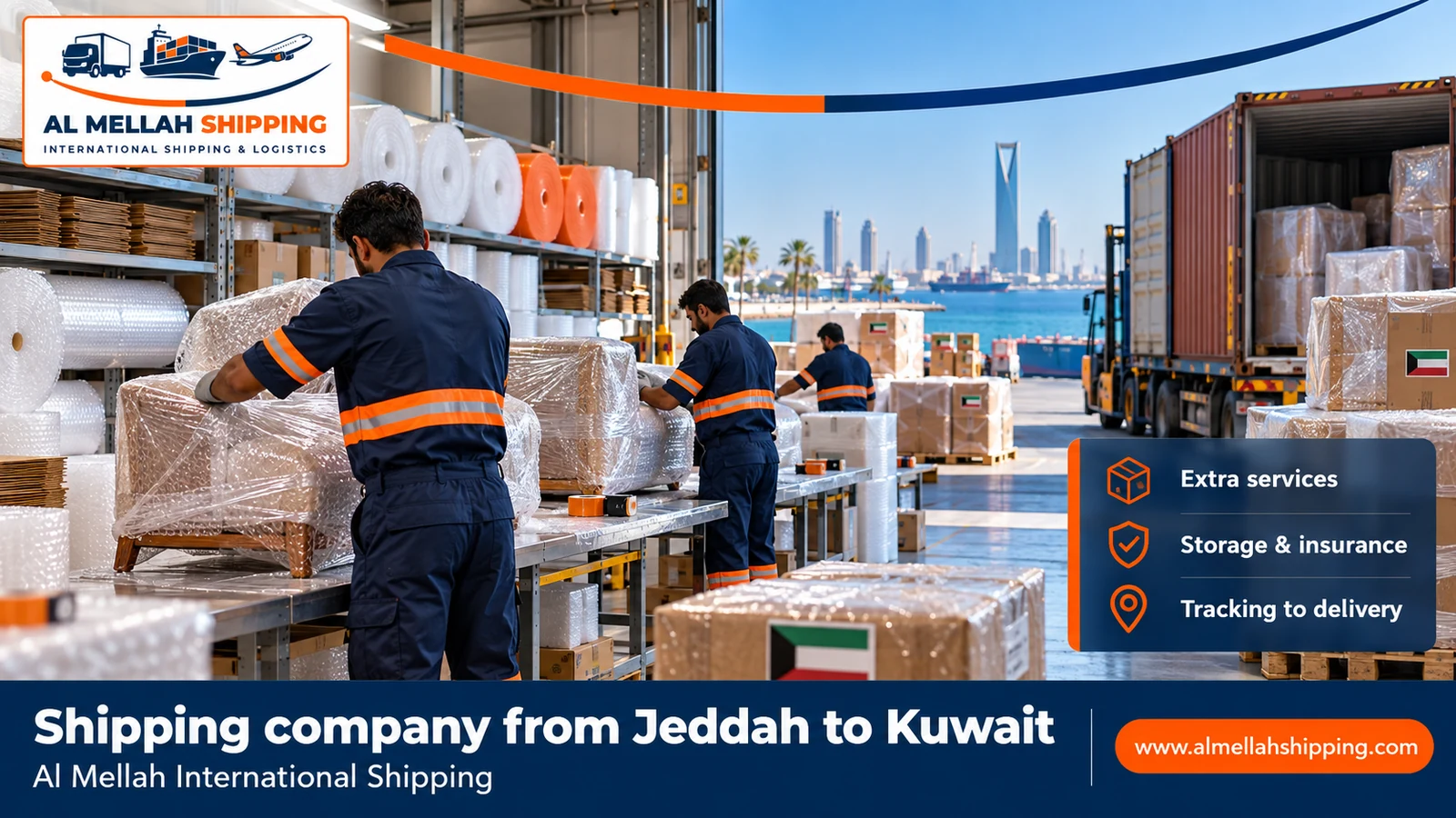 Packing and storage before shipping from Jeddah to Kuwait