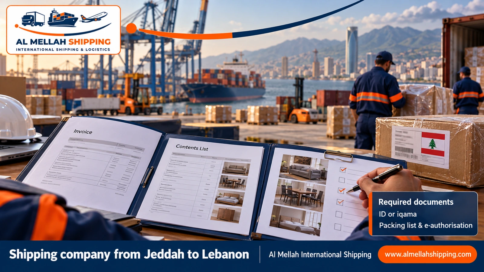 Shipping and customs clearance documents from Jeddah to Lebanon