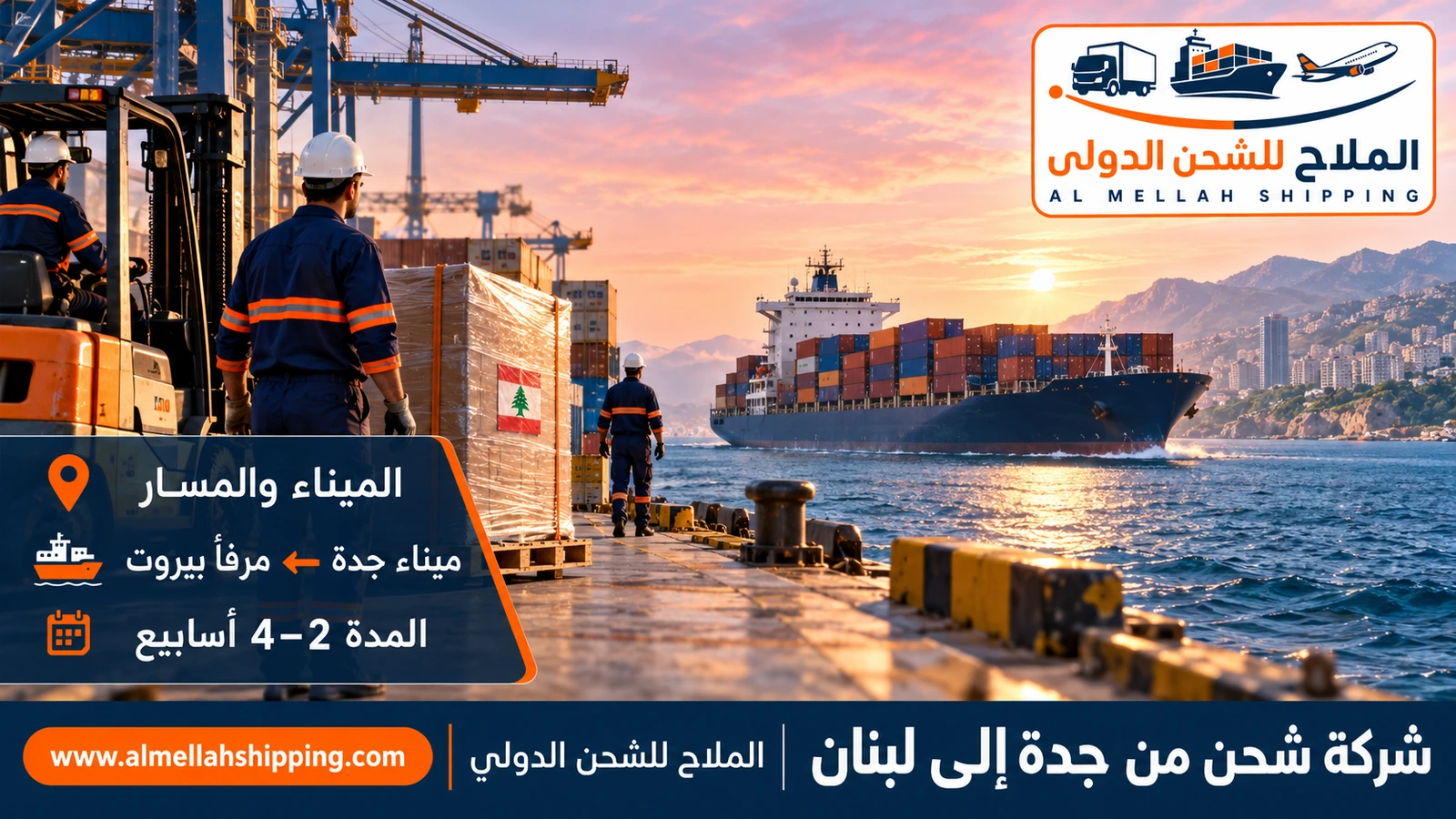الشحن البحري من جدة إلى لبنان عبر ميناء جدة الإسلامي