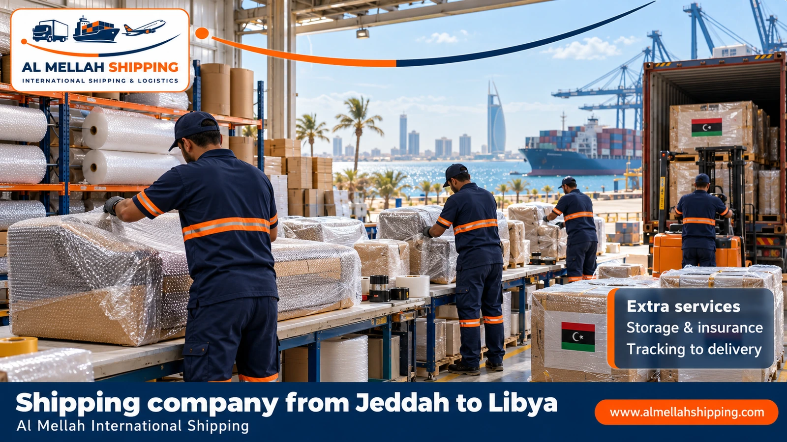 Packing and storing shipments before shipping from Jeddah to Libya